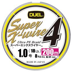 Шнур Duel Super X-Wire 4 200m 0.17mm 8kg 5Color Yellow Marking #1.0