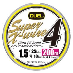 Шнур Duel Super X-Wire 4 200m 0.21mm 10kg 5Color Yellow Marking #1.5