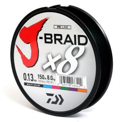 Шнур Daiwa J-Braid X8 150m Multi Color 9.0 kg 0.16mm #1.2
