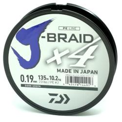 Шнур Daiwa J-Braid X4E 135m Dark Green 12.4kg 0.21mm #2.5